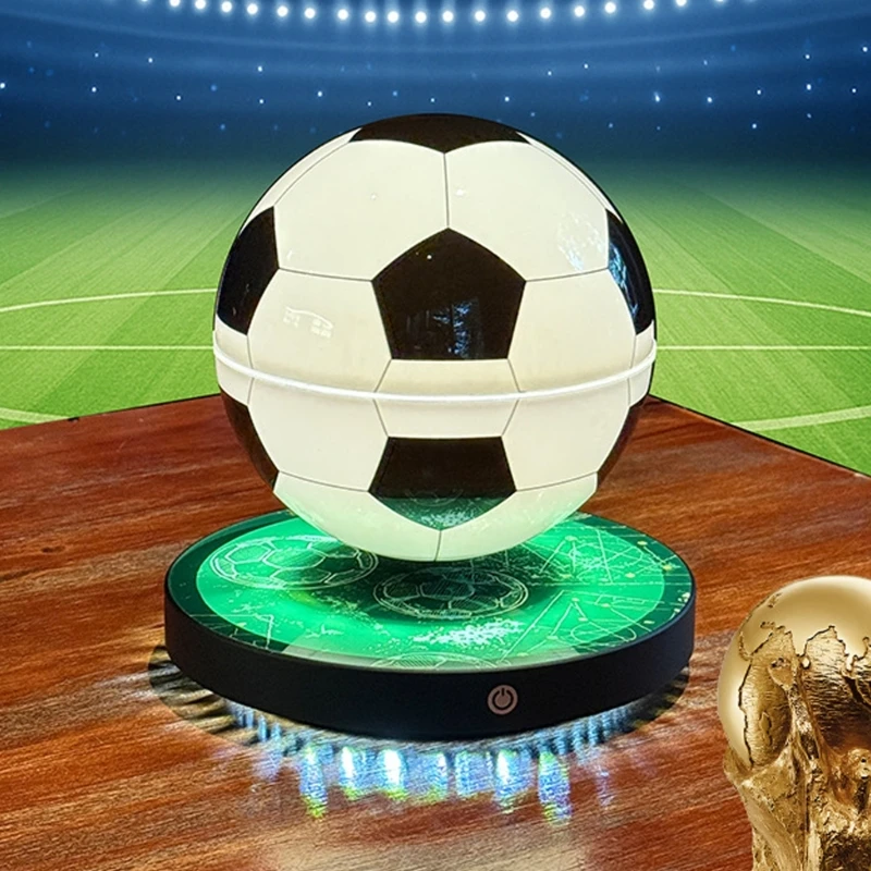 Floating Soccer Night Light with Touch Control Base, 14 Ball, Desk Lamp for Bedroom Table, Office Shelf, and Daily Home Use