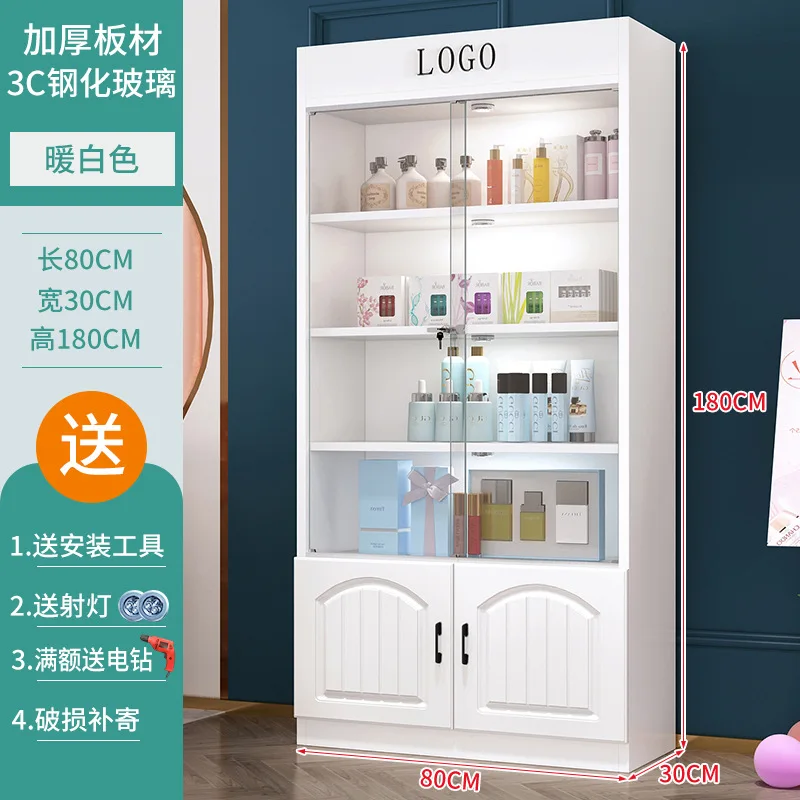 

Cosmetics Display Cabinet Figure Gift Display Stand with Lock Glass Sample Cabinet Product Display Beauty Salon Cabinet