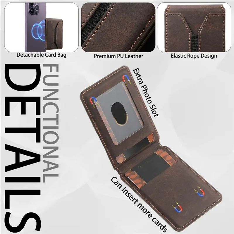 

For Magsafe Wallet Phone Card Holder Magnetic Leather Mobile Phone Stand Anti-Theft Foldable For Iphone 16 15 14 Pro Max-AB01