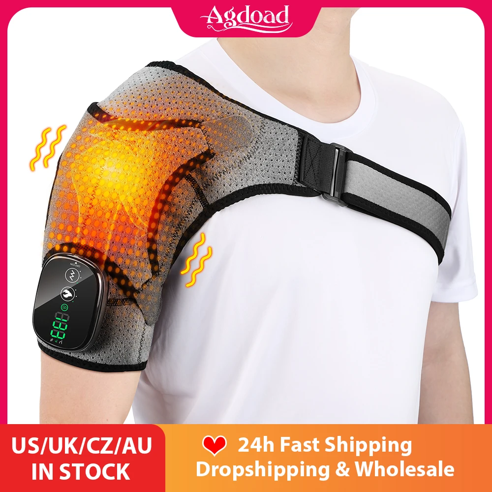 

2 in 1 Heated and Vibration Massage Shoulder Brace Support, Rechargeable Shoulder Massager for 27-55in Chest Size