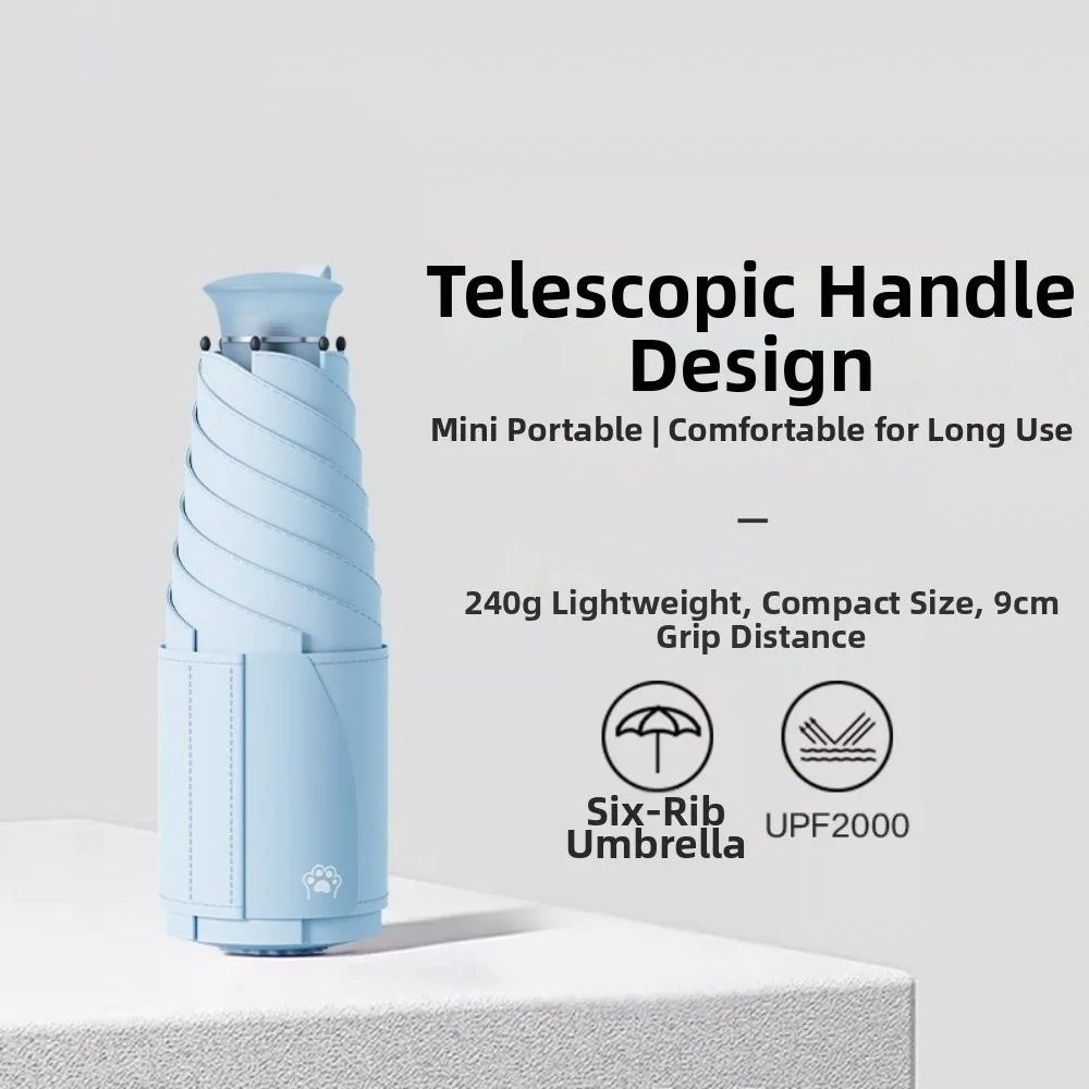 UV Protection Titanium Silver Sun Umbrella Portable Suitable for Both Sun and Rain Capsule Sun Umbrella Lightweight