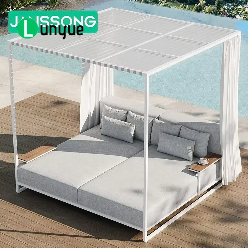 Aluminum Outdoor Sofa Bed Sun Lounger for Villa Resort Garden Lounge Durable Weatherproof Furniture with 3-6 Years Warranty