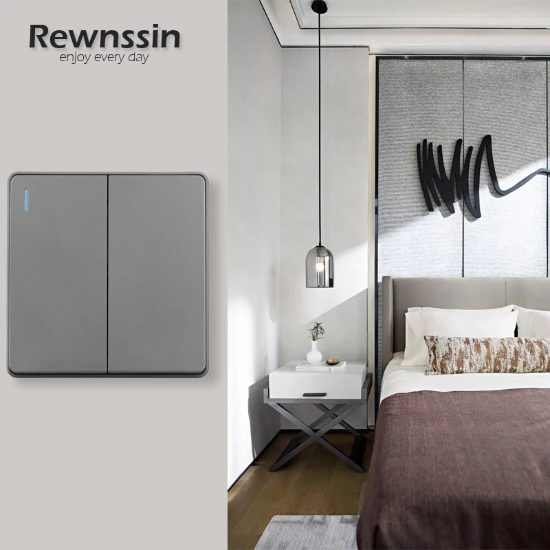 

с светодиодным выключателем, ультратонкий настенный выключатель 1, 2, 3, 4Gang 1, 2-позиционный серебряный пластиковый панельный переключатель, кнопка освещения, переключатель света 16A