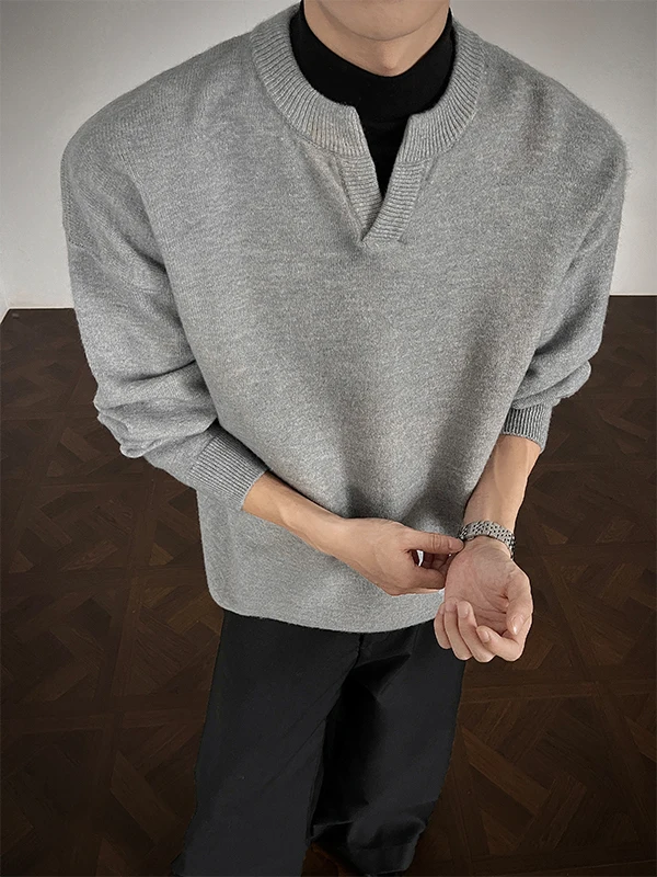 

Cleanfit American Sle Men's Loose Fit V-Ne Knitwear Warm Casual Long Sve Sweater Trendy Ci Walk Home Campus Date Tour