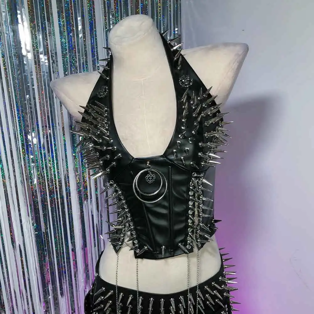 

E-Girls Gothic Tank Harajuku Glitch Core Digital Teen Punk Rock Eco Y2K TOPS DIY Emo Grunge 90s Skull Hand Made Kawaii Goth