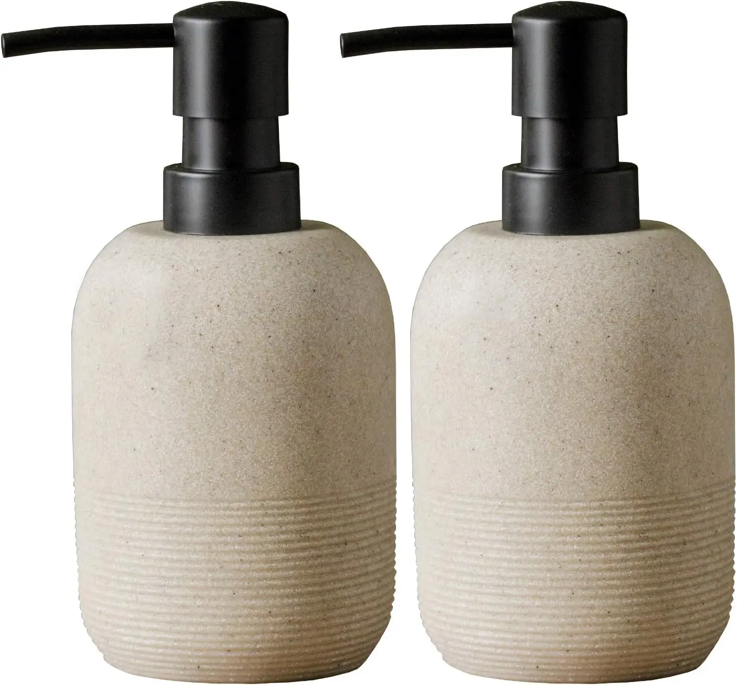 

2-Piece Beige Hand Soap Dispenser Set, Resin Liquid Soap Dispenser for Bathroom Countertop, 10.6oz Capacity