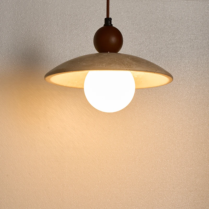 Modern Cave Stone LED Pendant Lights Vanity Bedside Kitchen Island Bedroom Yellow Travertine Chandelier Dining Room Hanging Lamp