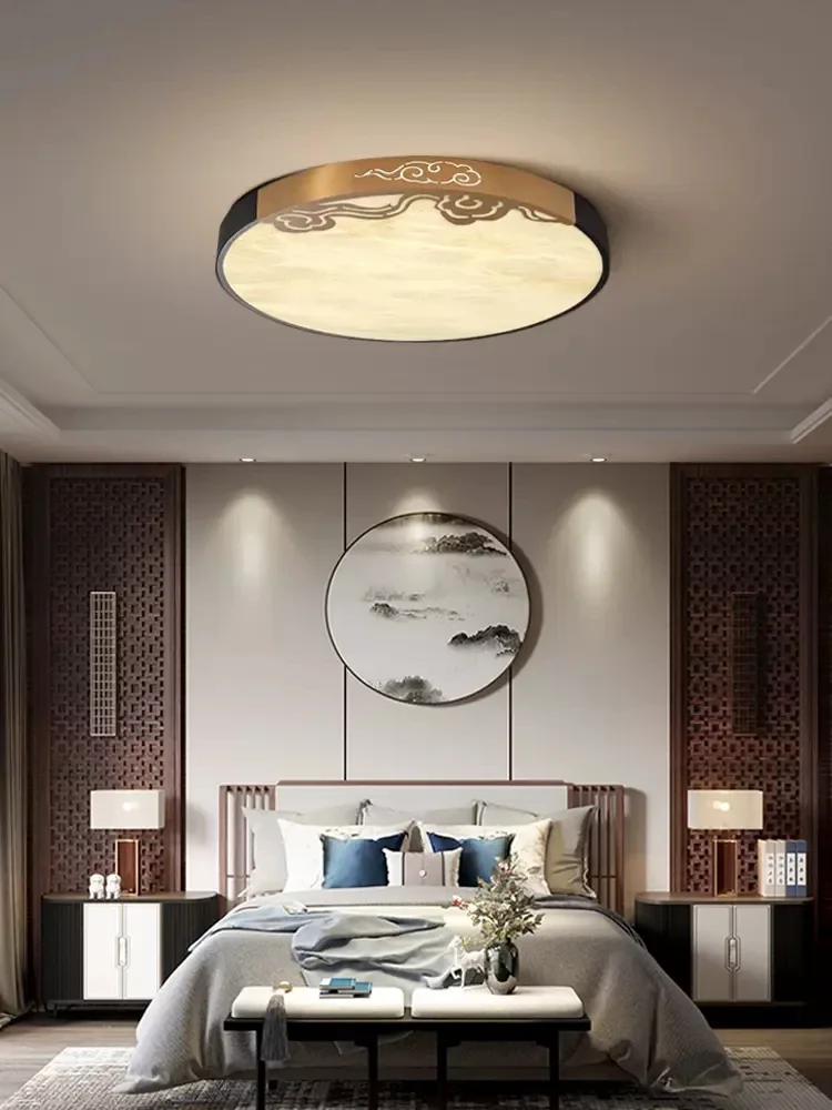 New Chinese Ceiling Lamp All Copper Bedroom Modern Chinese Style Round Simple Retro LED Creative New Style