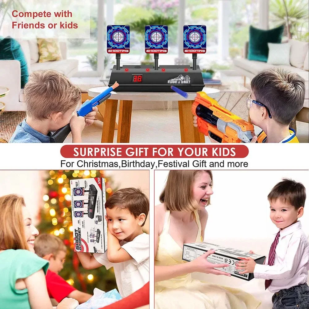 New Electronic Shooting Target for Guns Scoring Auto Reset Target for BoysTarget Practice with Light Sound Effect Kids Gift