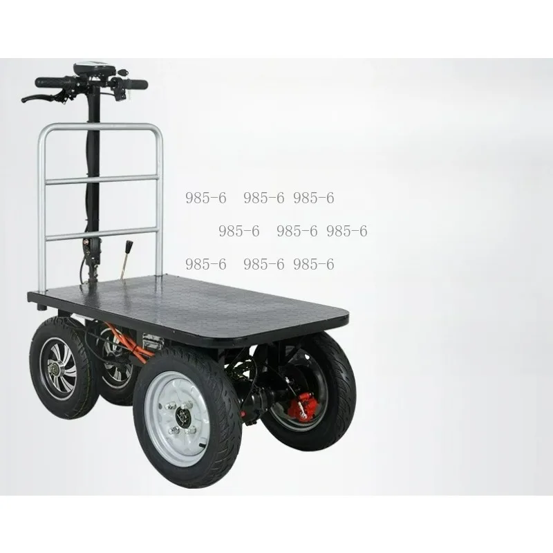 48V 24Ah Lithium Battery Flatbed Cart, 1000W 1 Ton Electric Trolley Disc Brake Foldable Design for Farm Warehouse
