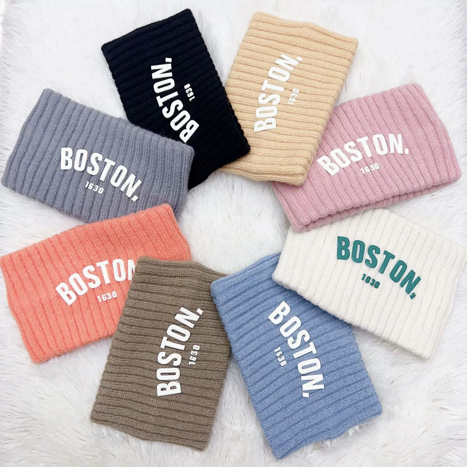 

Winter Headband for Girls Women Hair Accessories Knitted Turban Letter BOSTON Print Fashion Wool Headbands Headwraps Kids Mother