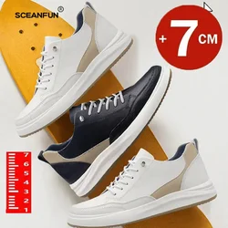 Genuine Leather Lift Sports Shoes For Men Breathable Increase Heightening Shoes Insoles 7cm Men'S Casual Luxury Heightening