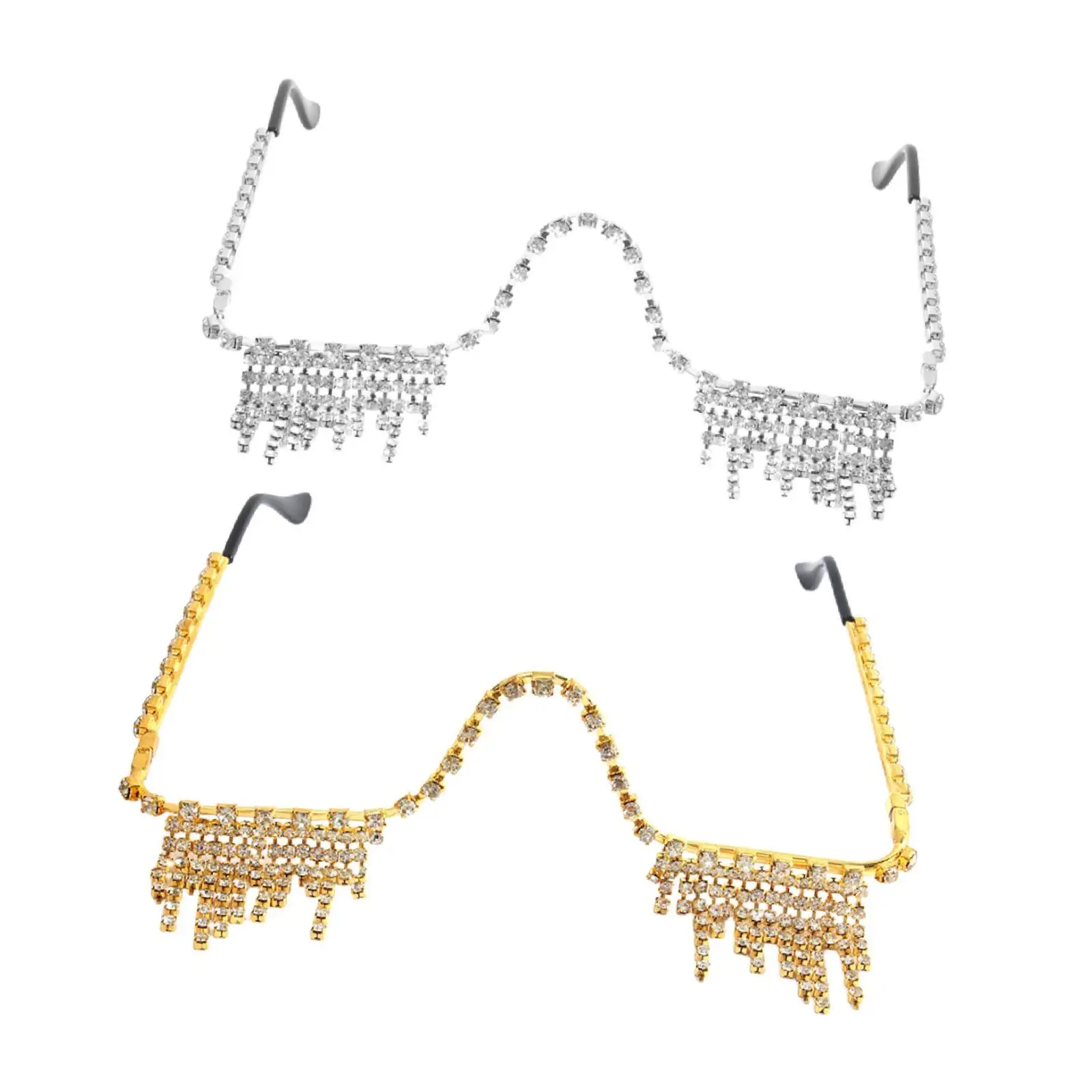 

Rhinestone Glasses Frame Trendy Half Frame for Masquerade Festival Rave Prom