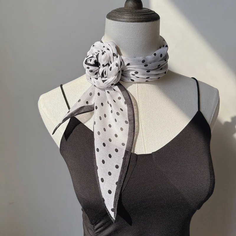

Spring and summer new fashion trendy polka large scarf women, elegant and romantic shawl, soft neck protector a