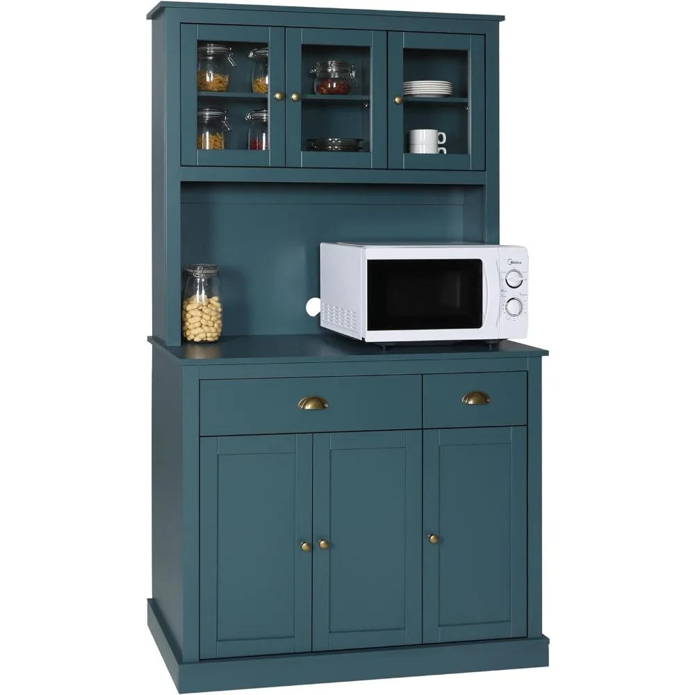 

Kitchen Pantry Storage Cabinet with Microwave Stand, 71'' Freestanding Hutch Cabinet with Buffet Cupboard