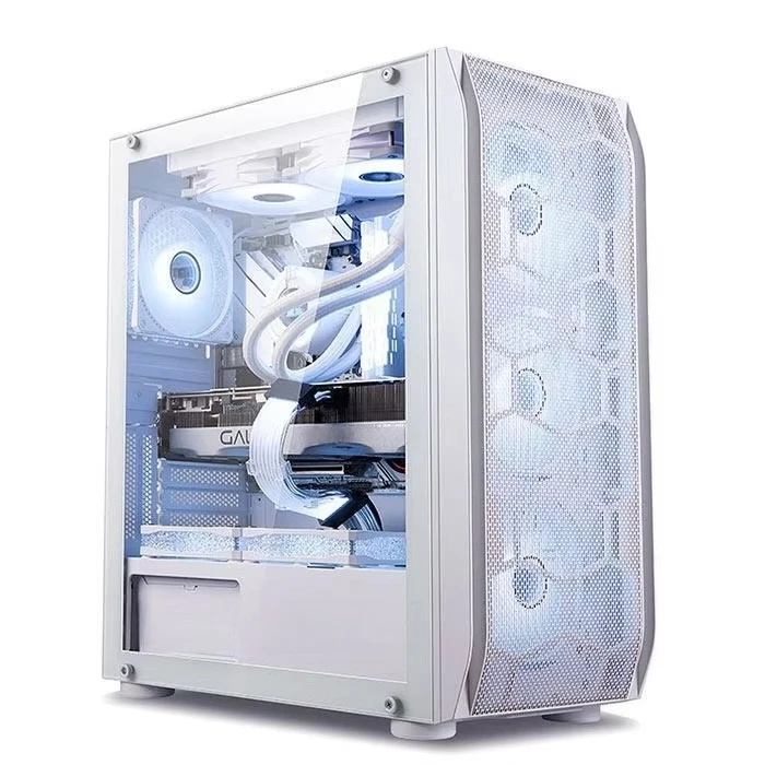In‑Stock ATX Mid‑Tower Gaming PC Case, Full‑Transparent Panel, Water‑Cooling Supported, Empty Desktop Chassis