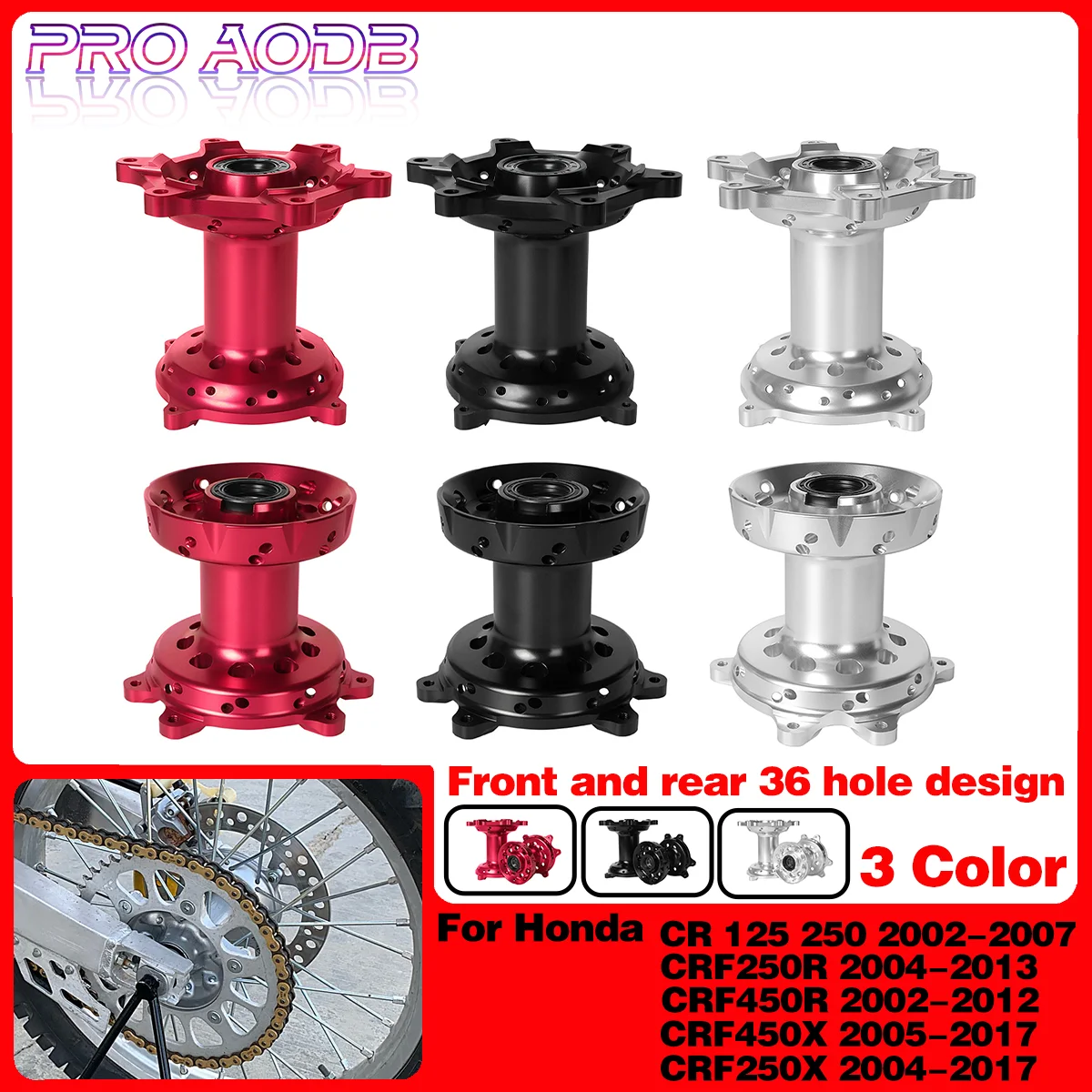 

Motorcycle Accessories CNC 36 Holes Front Rear Wheel Hub Billet For Honda CR125 CR250 CRF250R CRF450R CRF450X CRF250X Motocross