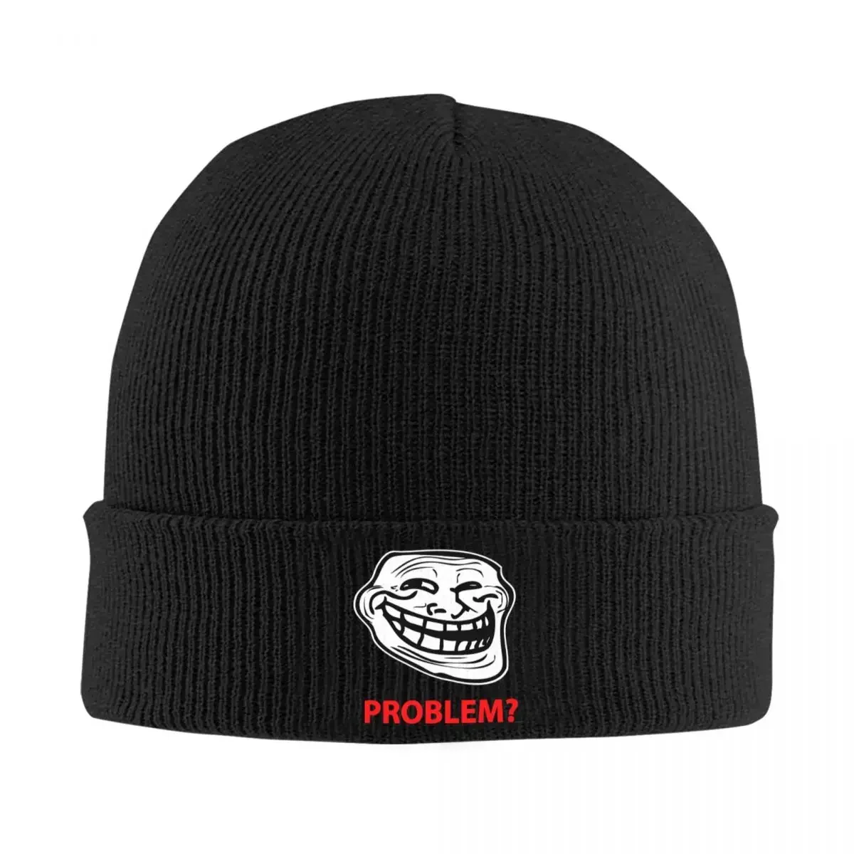 Smiling Comic Trollface Meme Beanie Hats Knit Hat Kpop Warm Adult Unisex Caps Spring Design Hip Hop Bonnet Hats Gift Idea