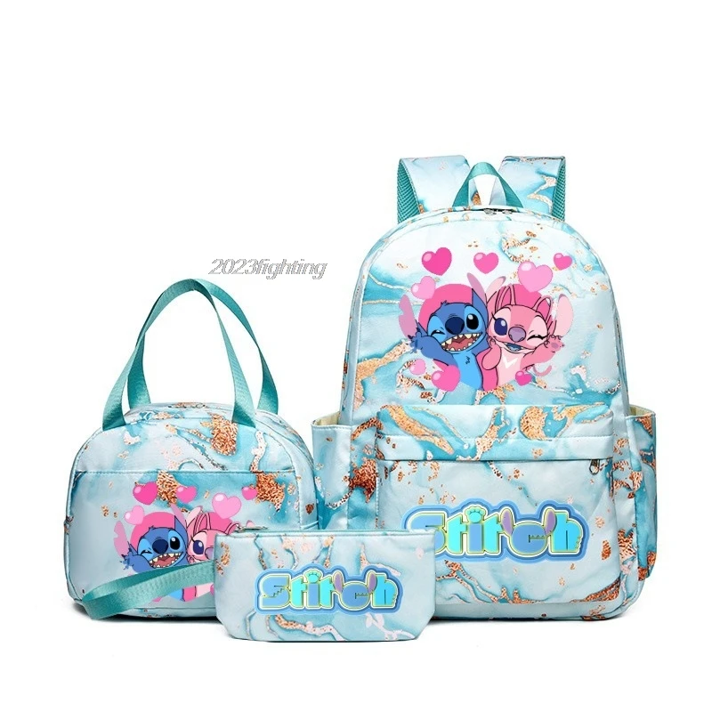 

3pcs Lilo & Stitch Backpack for Women Girls Student Teenager Capacity Laptop School Bags Gradient Ramp Travel Outdoor Mochilas