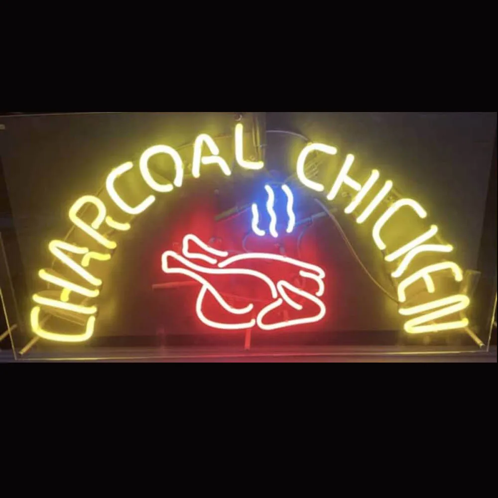 Charcoal Chicken Neon Sign Light Custom Handmade Real Glass Tube Store Restaurant Advertise Room Decor Display Neon Lamp 19