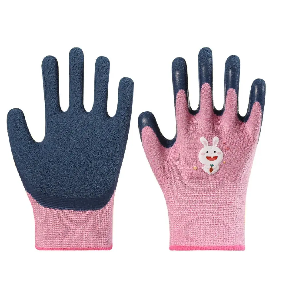 2 ペア漫画動物保護手袋肥厚安全子供作業手袋耐摩耗性通気性園芸手袋