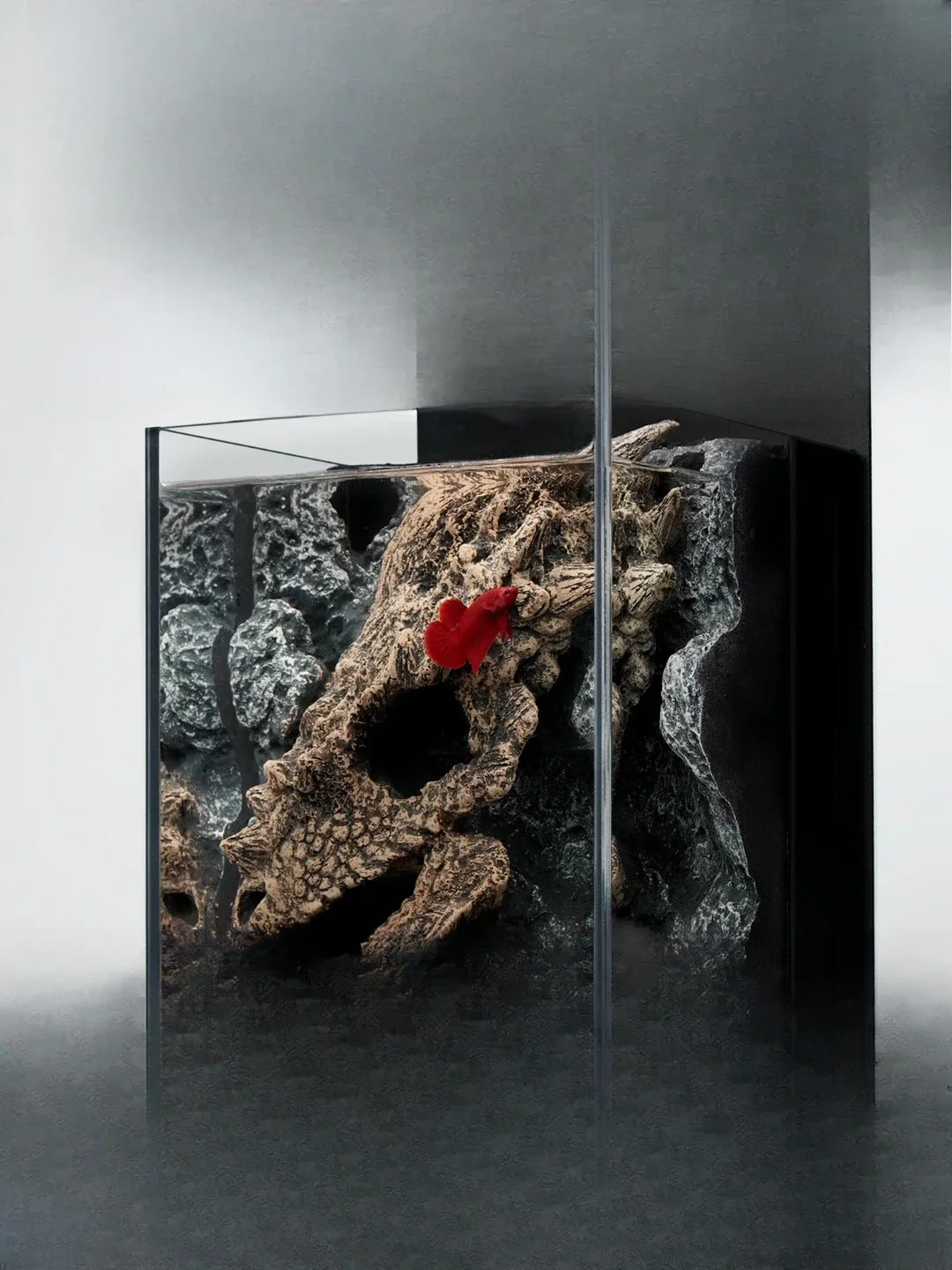 Ancient fossil series new model for swollen-head arowana aquarium landscape, ultra-clear glass betta tabletop landscape aquarium