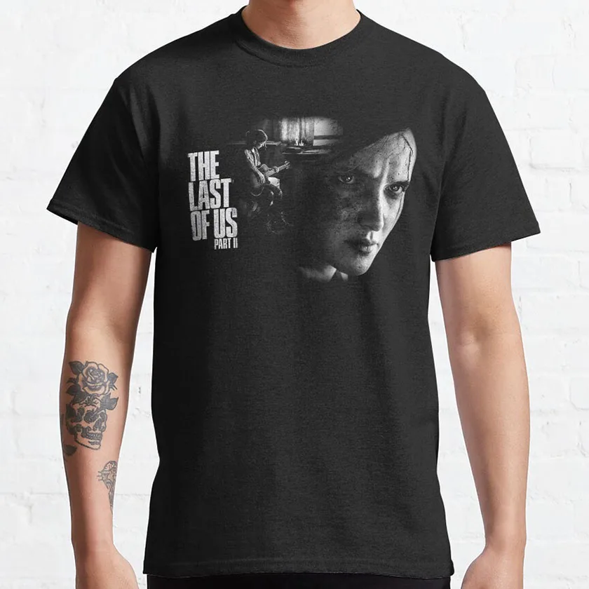 Vintage survival horror video game The Last of Us graphic t shirts for men 100% cotton plus size clothes tops