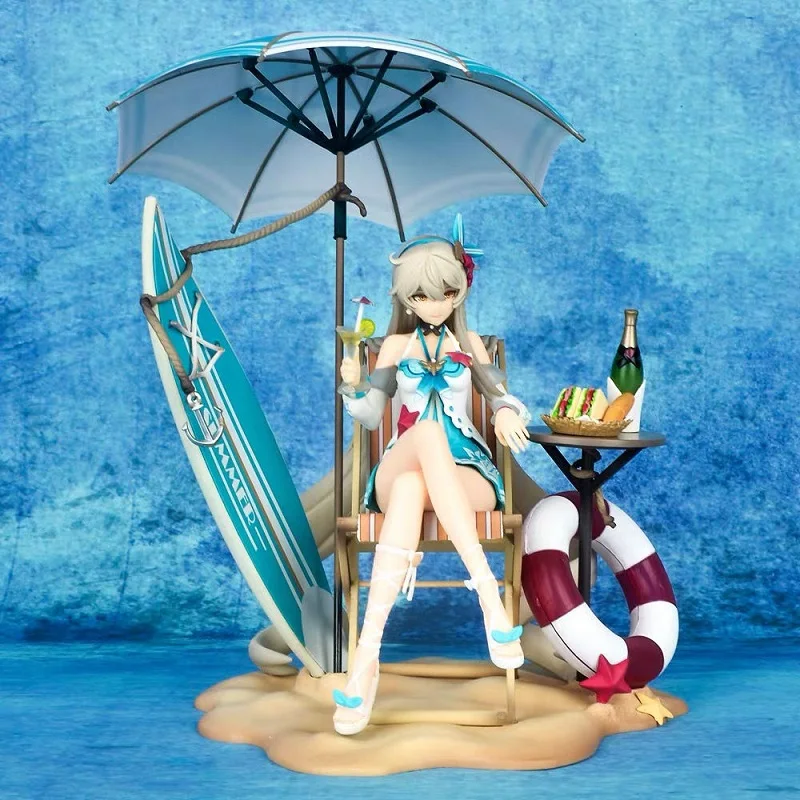 25cm Houkai 3rd Anime Honkai Impact Kiana Kaslana Cute Girls PVC Action Figure Led By The Queen Spring Fairy Beach Model Toys