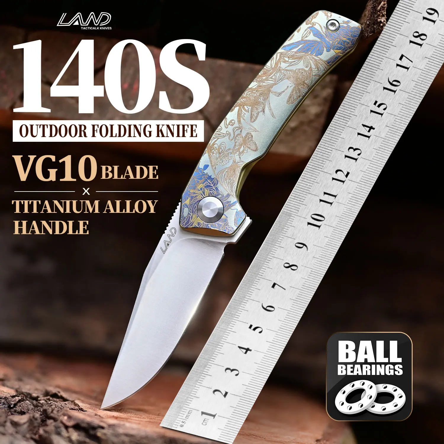 لاند 140S سكين للفرد في الهواء الطلق VG10 شفرة مقبض تيتانيوم التخييم الصيد البرية بقاء EDC سكاكين الجيب المحمولة