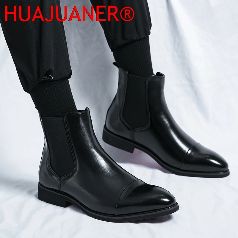 British Style Men's Black Chelsea Boots Women's Genuine Leather Red Sole Boots Cover Toe Flat Sole Boots Outdoor Casual Shoes view 6