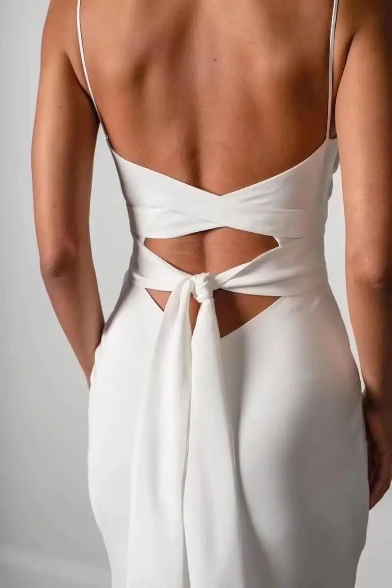 Elegant and Delicate Chiffon Features Slim Shoulder Strap Fishtail Skirt Formal Women's Wedding Gown Bride's Wedding Dress Satin