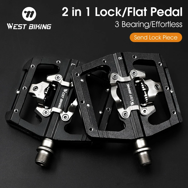 WEST BIKING Bicycle Pedal Non-Slip 3 Bearings MTB Road Bike Pedals Aluminum Alloy Flat Waterproof Pedals Bike Part