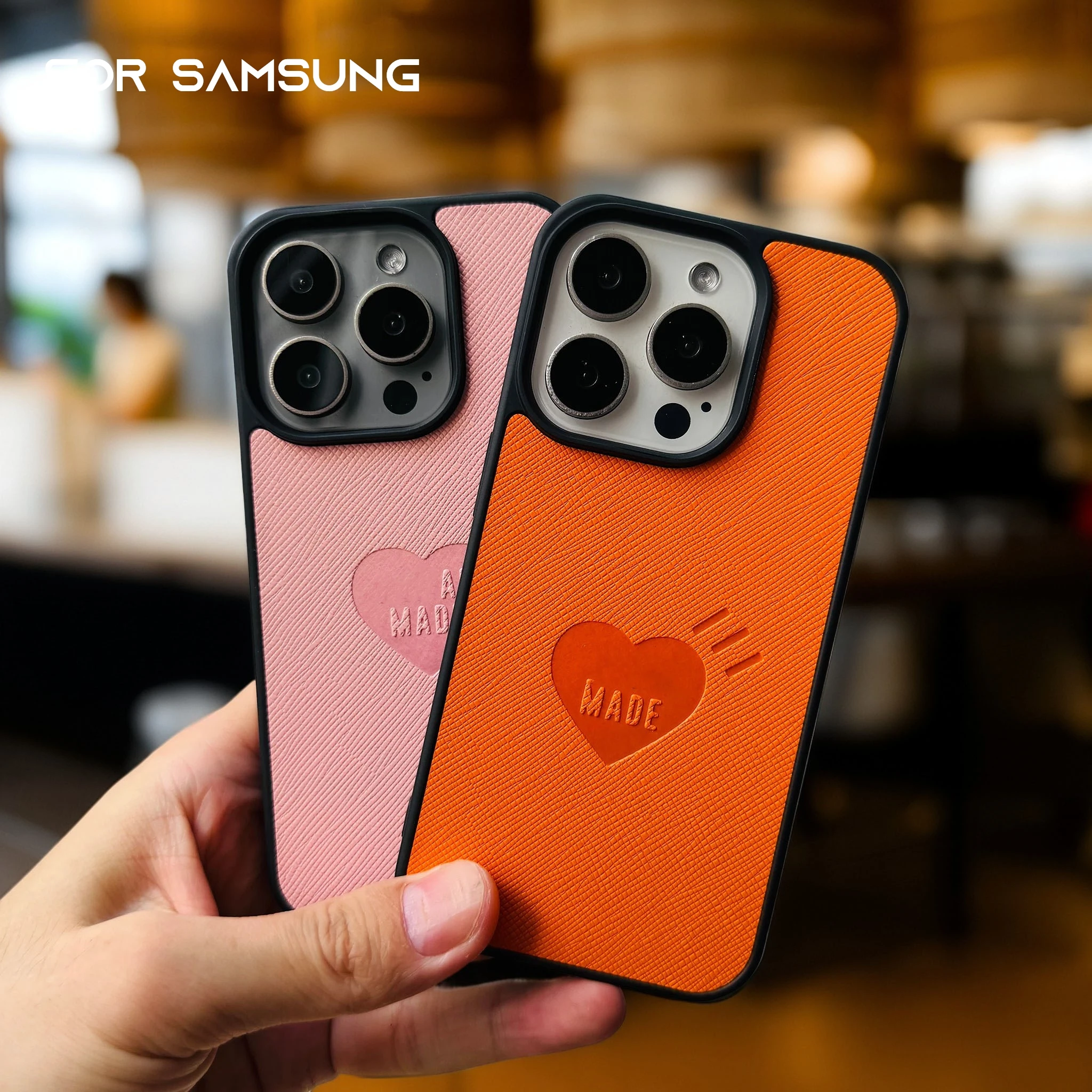 Denim-Leder-Handyhülle für Samsung Galaxy S25 24 23 Ultra Plus, luxuriöse Anti-Drop-Funda, japanische süße Liebeshüllen, Carcasa