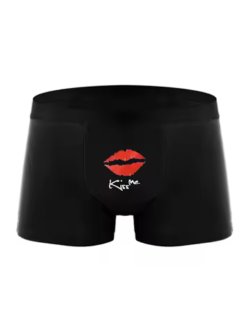 Men Funny Letter Print Panties Boxer Briefs Kiss Me Breathable Underpanty Boxer Shorts M L XL