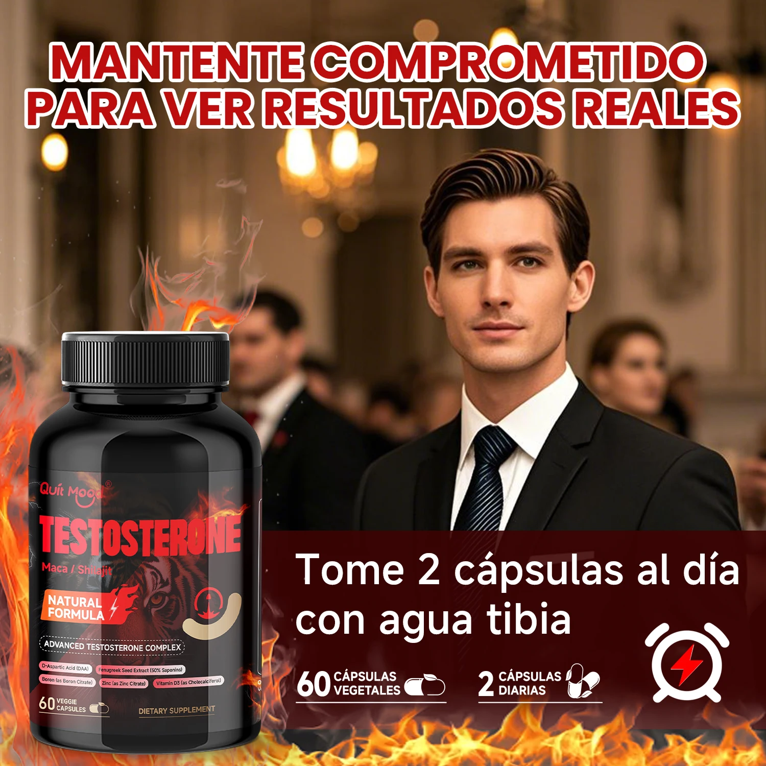 تستوستيرون للرجال، حيوية، مستخلص ماكا شيلجيت وعشب الماعز القرنية، قدرة عالية، 60 كبسولة، أفضل هدية للرجال.