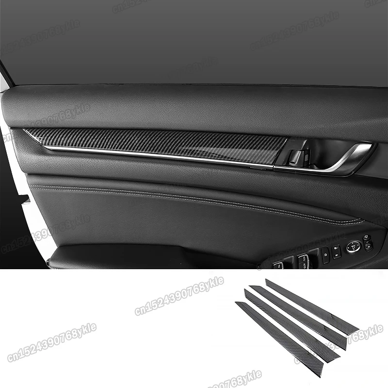 

carbon fiber car door inner handle edge trims chrome for honda accord 2018 2019 2020 10 x 2021 2022 10th gen accessories auto