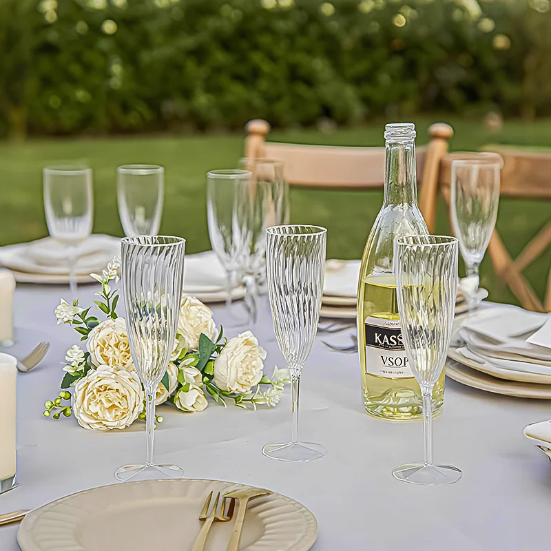 48Pcs 24/ Plastic Champagne Flutes Disposable Wine Glasses Reusable Bachelorette Party Supplies Birthday Toasting Wedding 6oz