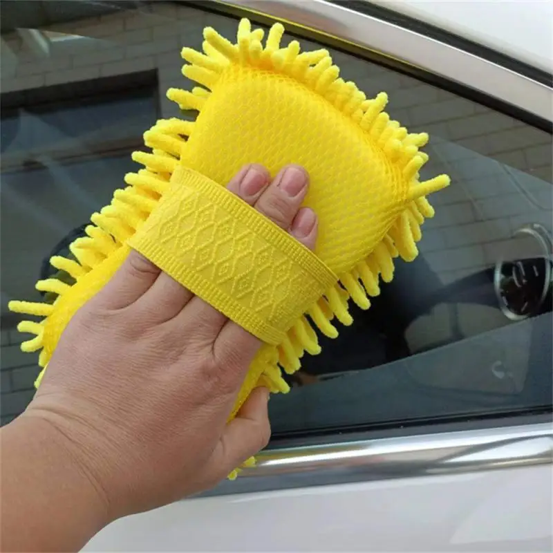 2 in 1 Ultrafine Fiber Chenille Microfiber Car Wash Glove Mitt Soft Mesh backing No Scratch for Car Wash Cleaning Glove