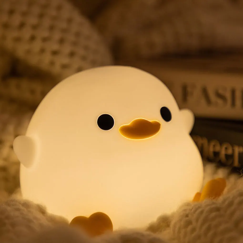 Child Cute Duck Silicone Light LED Cartoon Tabletop USB Rechargeable Bedside Lamps Touch Sensor for Kid Ornaments