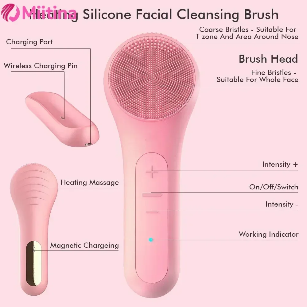 แปรงทําความสะอาดผิวหน้าไฟฟ้า Sonic IPX7 กันน้ําซิลิโคน Face Scrubber Exfoliator เครื่องนวดสั่นสะเทือน Deep Cleansing Care