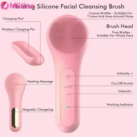 Electric Facial Cleansing Brush Sonic IPX7 Waterproof Silicone Face Scrubber Exfoliator Vibration Massager Deep Cleansing Care