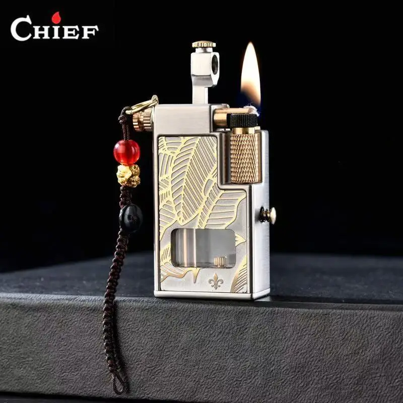 CHIEF Rare Fluid Lighter Vintage Sailor Lighter with Visible Fuel Tank Pocket Lighter for Smokers - EDC Accessories Briquet