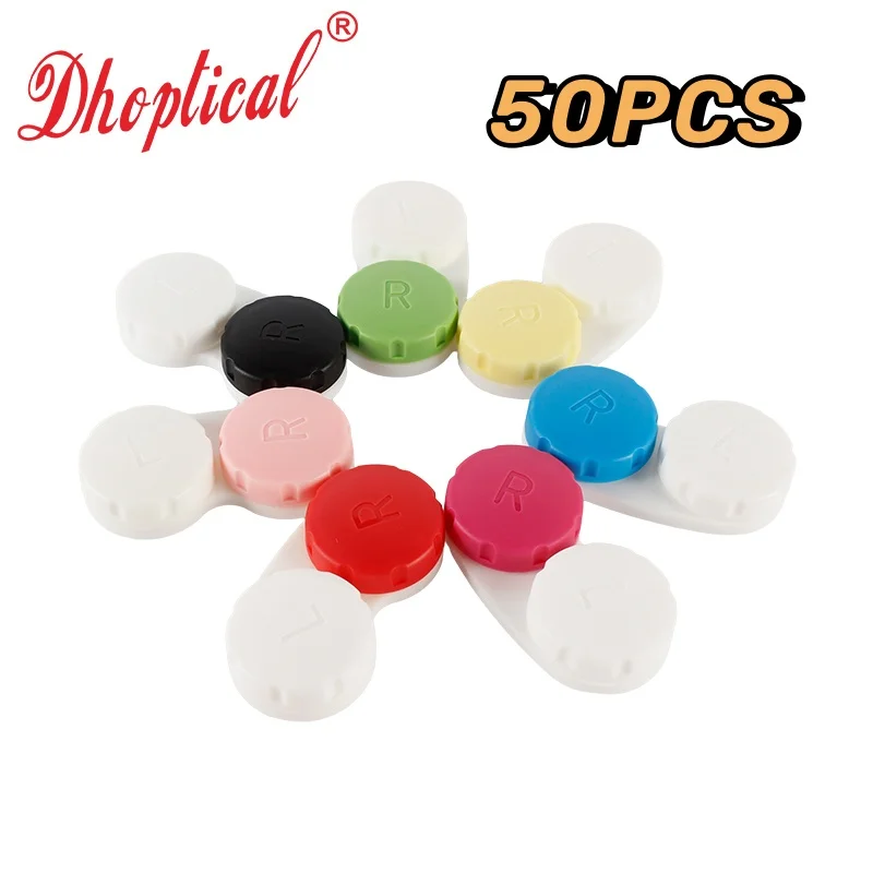 

50Pcs Contact Lens Case Big Size Storage and Care Companion - Dual Box - Multiple Colors By Dhoptical