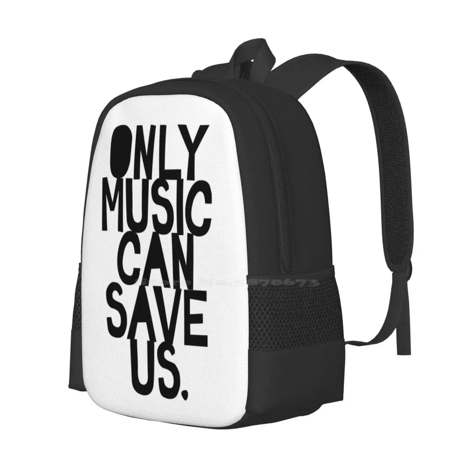 Only Music Can Save Us! Hot Sale Backpack Fashion Bags Only Music Can Save Us The Love Shop Lyrics Typography Hand Drawn Type