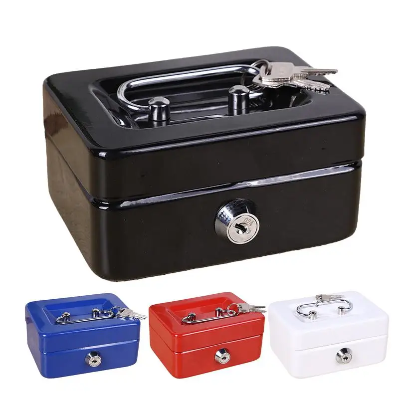 Cash Box with Lock Lightweight Money Cash Box for Change Lockable Petty Cash Deposit Tin Mini Cash Safe Box Money Storage Box