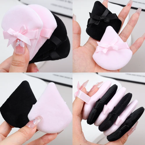 Imagen 2 del producto 20 piezas esponjas de maquillaje, esponja corta con lazo triangular para polvo, esponja cosmética ligera de terciopelo de cristal para contorno de ojos y cara