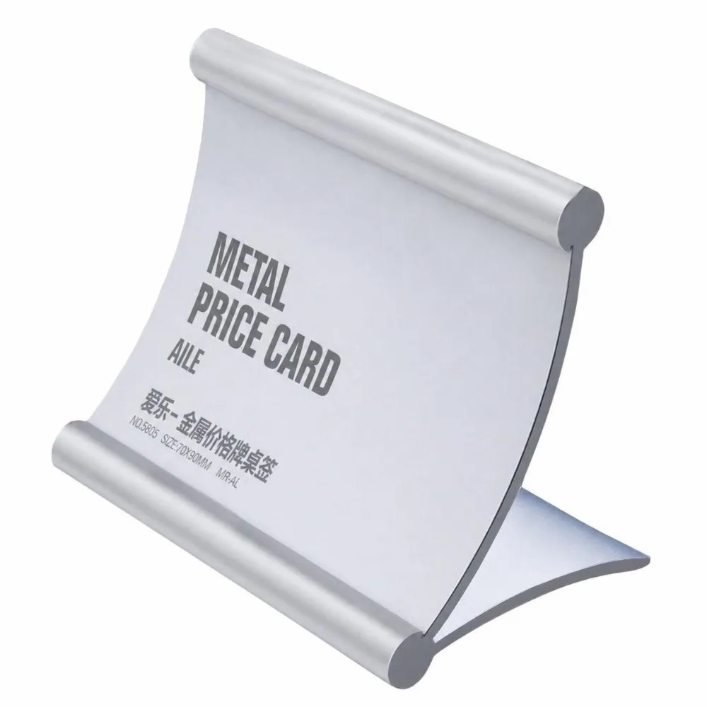 Portable Aluminum Alloy Table Sign Holder Pull-out Label Display Stand Menu Card Holder Office Supplies