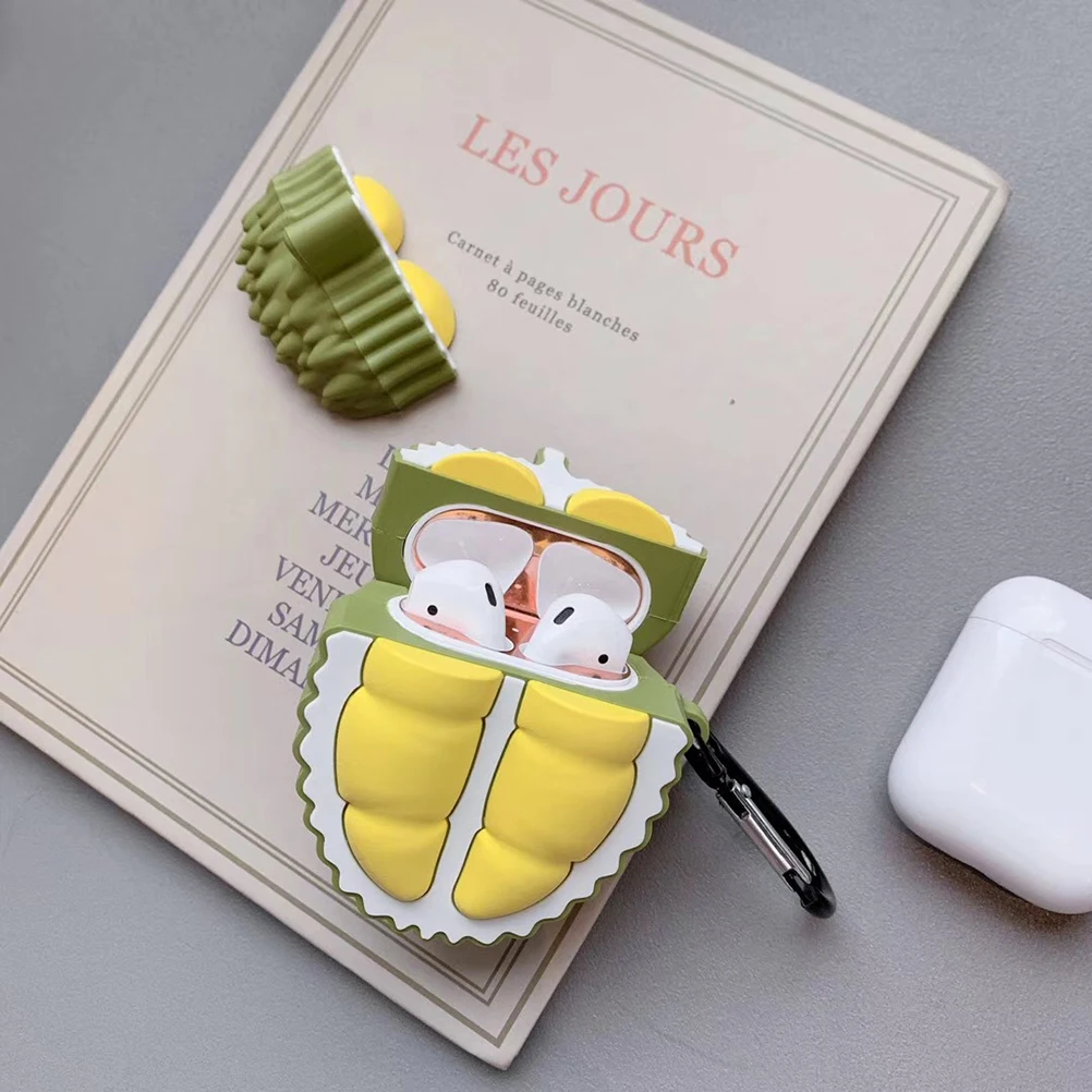 

Cute Durian Shaped Headset Silicone Case Shockproof Cartoon Cover Soft Protective Shell Compatible For Apple