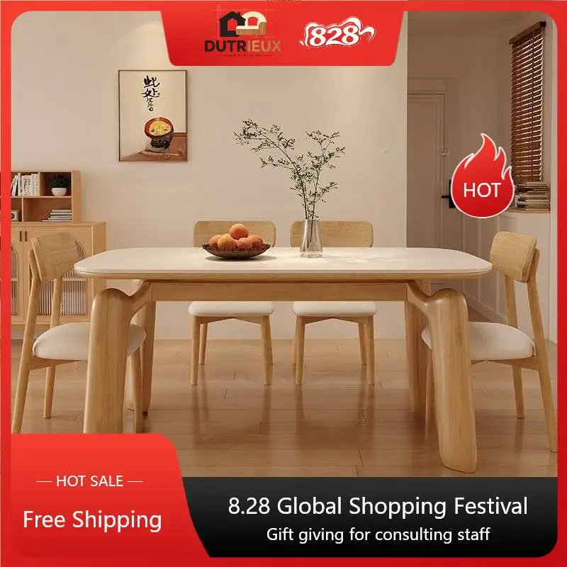 Wooden Minimalist Dining Table Nordic Restaurant Luxury Kitchen Dining Table Living Room Modern Tavolo Da Pranzo Home Furniture