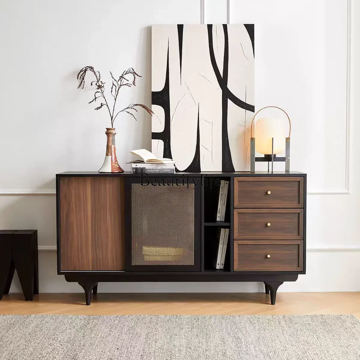 

LXAsh wood dining side cabinet, antique living room decoration floor storage chestSSS